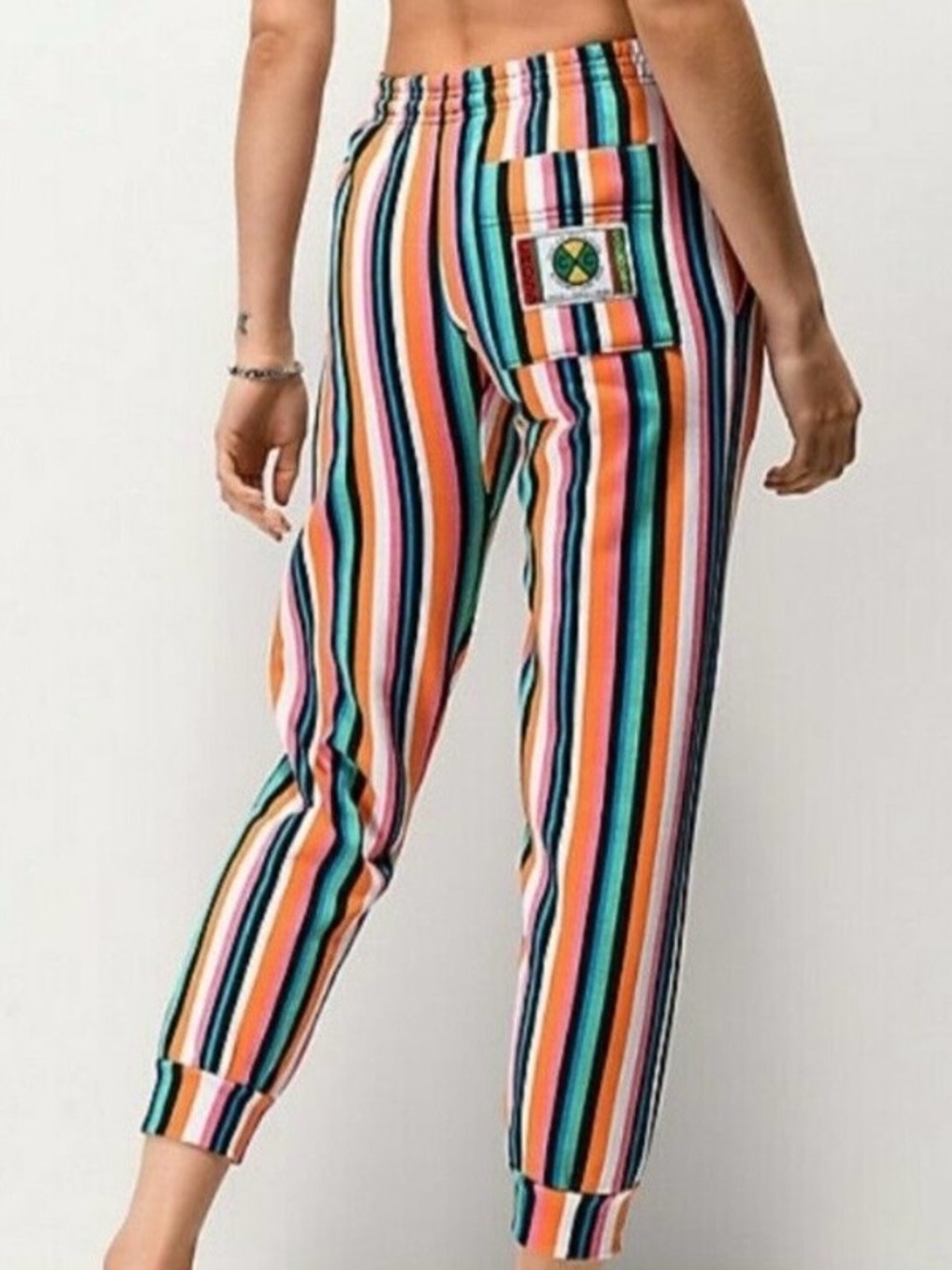 Vintage 90s Rare Multicolor Striped Cross colour Pants - Casual Track Trousers